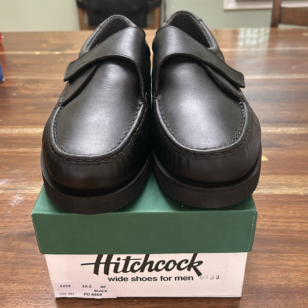 Black Leather Men's Shoes- Black Strap Moccasin